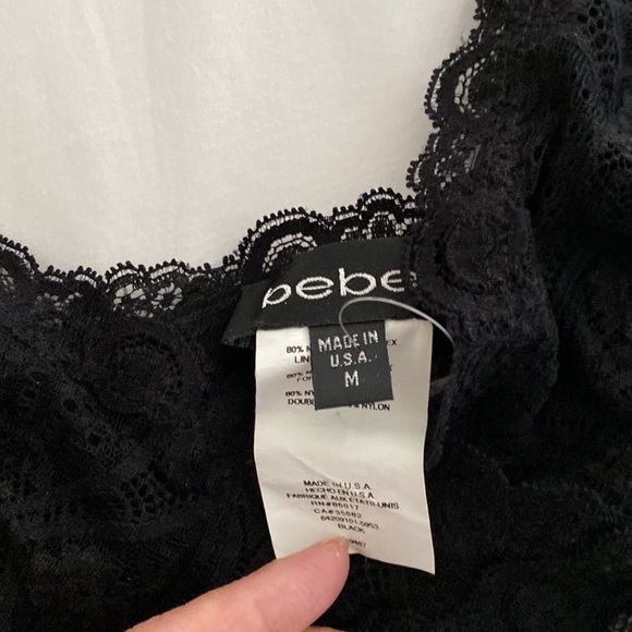 NWT - Bebe Black Lace Lingerie Style Crop Top - Size M - Picture 2 of 3
